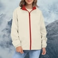 thumbnail image 4 of Breezora Womens Color Block Wind Resistant Lightweight Jacket Water Repellent Utility Anorak Jacket L Size Beige, 4 of 9