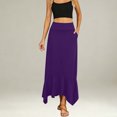 thumbnail image 2 of Wxolcjlv Womens Solid Handkerchief Hem Maxi Skirt Fold Over Waist With Side Pockets Casual Long Skirts, 2 of 4