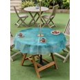 thumbnail image 4 of Outdoor Tablecloth with Umbrella Hole for Patio/Picnic/Party/Camping, Teal Green Ombre Waterproof Table Cloth Round Cover Washable, Vintage Abstract Oil Painting Art Modern (Dia 60"), 4 of 9