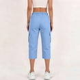 thumbnail image 6 of Capri Pants for Women,Women's Capri Pants Cargo Capris Travel Hiking Casual Summer Cropped Pants Stretch Drawstring Solid Color Pants, 6 of 8