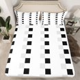 thumbnail image 2 of Homewish Female Men Adults Geometric Plaid Twin Sheet Sets 3pcs,Black White Grey Twin Fitted Sheet Microfiber,Minimalist Grid Checkered Breathable Flat Sheet,Luxury Bedroom Decor, 2 of 7