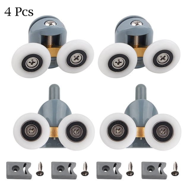 4Pcs Top Replacement Shower Screen Door Rollers Zinc Alloy Runners Wheels Twin