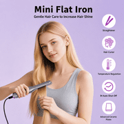 NEXPURE 1/2 Pencil Flat Iron for Short Hair & Pixie Cut, Mini Ceramic Hair Straightener, Thin Flat Iron, Fast Heat-Up with Ionic Technology, Purple