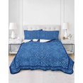 thumbnail image 2 of Quilts Twin Size Bedding Set, Boho Blue Lightweight Quilted Comforter, Ethnic Vintage Abstract Tribal Floral Art Soft Reversible Bedspread Coverlet with Pillow Covers for All Season, 68" x 86", 2 of 7