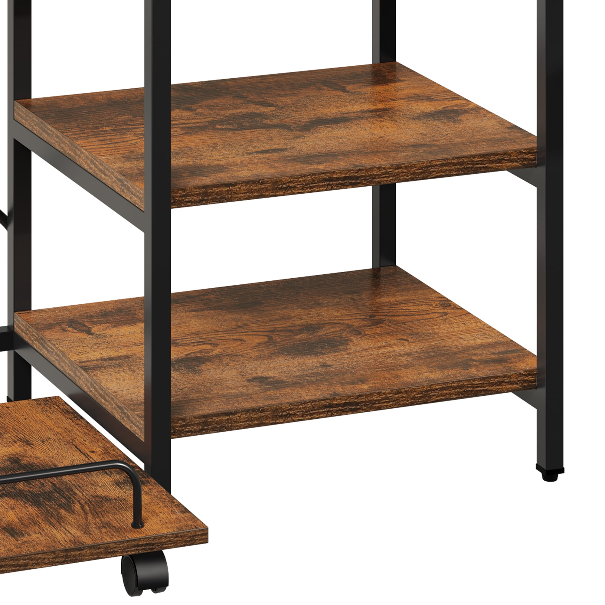 ModFusion File Cabinet with USB Charging Station, Rolling Rack with Wheels, Adjustable Feet, Printer Shredder Stand Storage, Home Office Organizer, Rustic Brown
