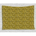 thumbnail image 1 of Leopard Print Tapestry, Hand Drawn Style Wild African Cat Skin Pattern Animal Camouflage, Wall Hanging for Bedroom Living Room Dorm Decor, 60W X 40L Inches, Yellow Black and Ivory, by Ambesonne, 1 of 2