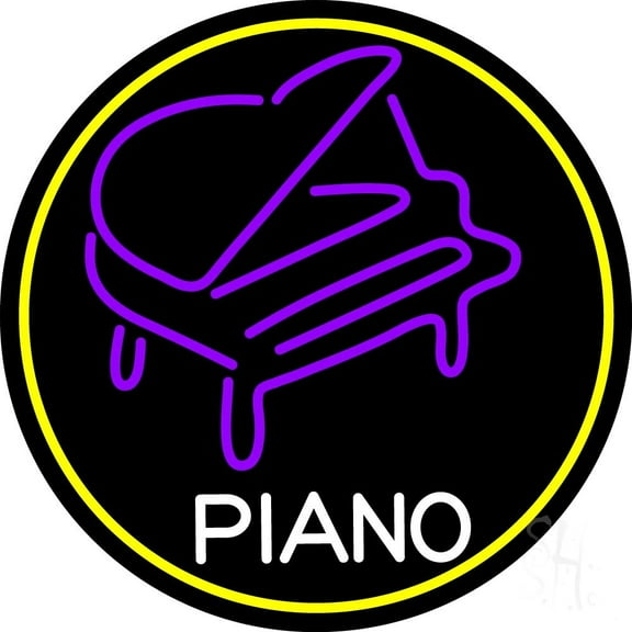 Purple Piano LED Neon Sign 18 X 18 - inches Black Square Cut Acrylic Backing, with Dimmer - Premium built indoor Sign for Studio, Club, Home décor, Event, Workshop, Storefront.