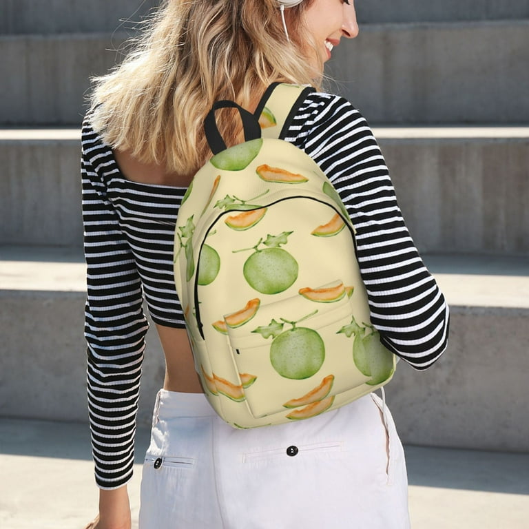 Funny Sweet Cantaloupe Backpack for School Canvas Backpack Bookbag School Backpacks for Boys Girls College Student Travel Work Laptop Backpack Carry On Backpack for Women Men Walmart