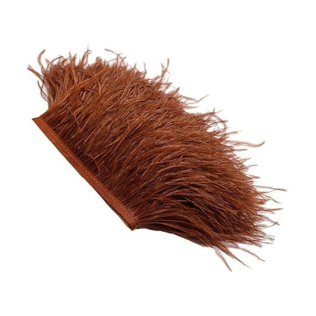JUNWELL 1 Yard Dyed Ostrich Feather Fringe Trim Ribbon Embellishment Cream