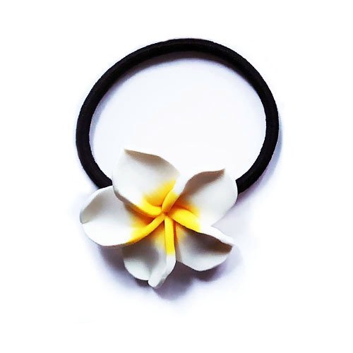 Anillo para el cabello con forma de flor de huevo, material de cerámica blanda, cuerda para el cabello con flores, banda de goma negra, tocado, lazo para el cabello con flores, joyería
