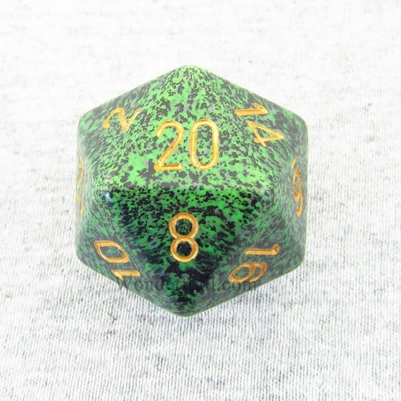 Golden Recon Speckled Die with Gold Numbers D20 34mm (1.34in) Pack of 1 Chessex