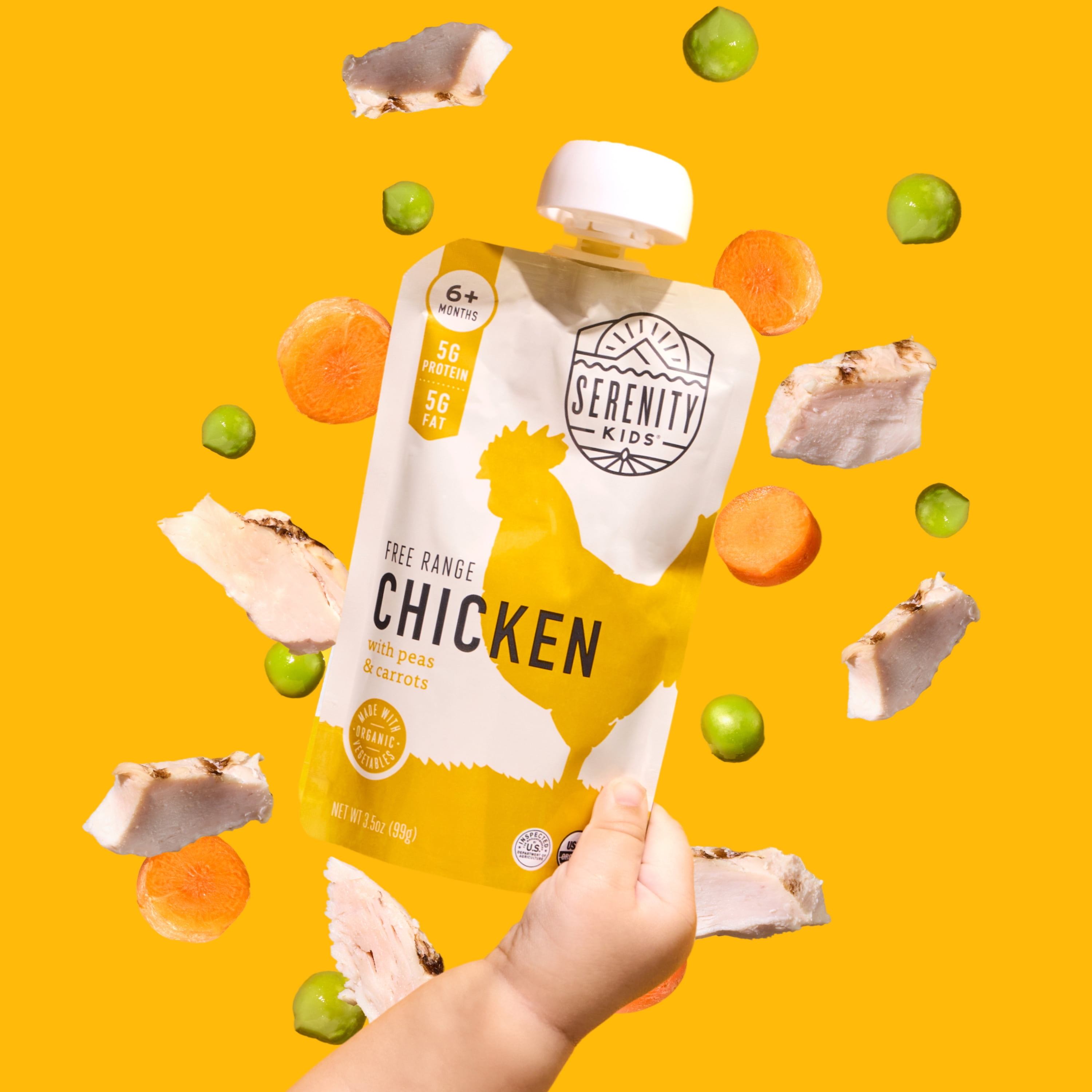 (2 pack) Serenity Kids Free Range Chicken & Grass Fed Beef Stage 2 Baby Food Organic Vegetables Variety Pack, 14oz/4ct Pouches