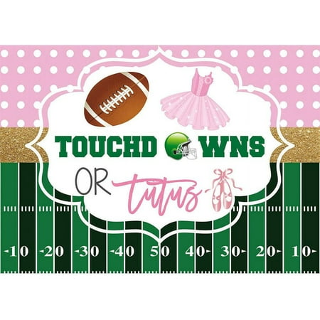 Image of 7X5ft Touchdowns or Tutus Gender Reveal Backdrop Boy or Girl He or She Pink or Blue Prince or Princess Baby