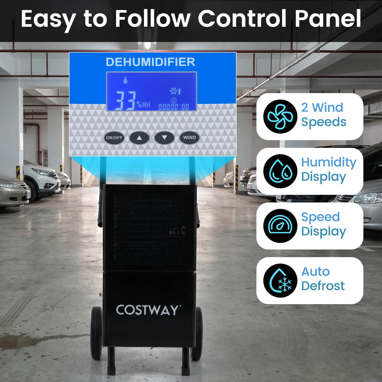 Costway 42-Pint(DOE) Dehumidifier with Built-in Pump, Drain Hose & Wheels White + Black 7500 Sq. ft Coverage Area (MAX 189Pint at 95°F, 90%RH)