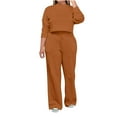 thumbnail image 2 of 2 Piece Outfits for Women Long Sleeve Pullover Sweater Pants Jogger Sets with Pockets Solid Color Winter Suit Crew Neck Sweatsuits (Khaki L）, 2 of 6