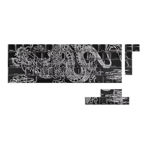 74 Key PBT Keycaps Side Print Backlit Loong Art For 60 61 65 67 68 Mechanical Keyboards Enhances Night Visibility