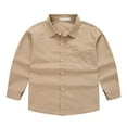 thumbnail image 3 of Little Kid Child Boys Girls Shirt Solid Long Sleeve Toddler Kids Gentleman Lapel Button Tops 5t Boys Swim Trunks And Top Shirts Tie Small Kid Toddler Undershirts 5t Shirt Set 6-7 Years Brown, 3 of 5