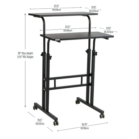 Mind Reader - 2 Tier Sit and Stand Desk XL - Black
