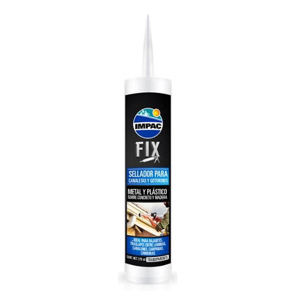 sellador de canaletas y goterones impac fix transparente 270ml