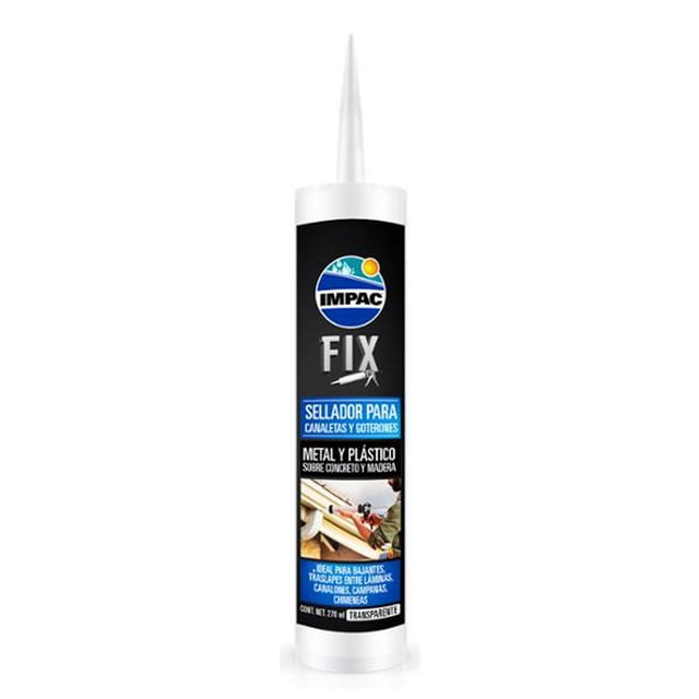 sellador de canaletas y goterones impac fix transparente 270ml