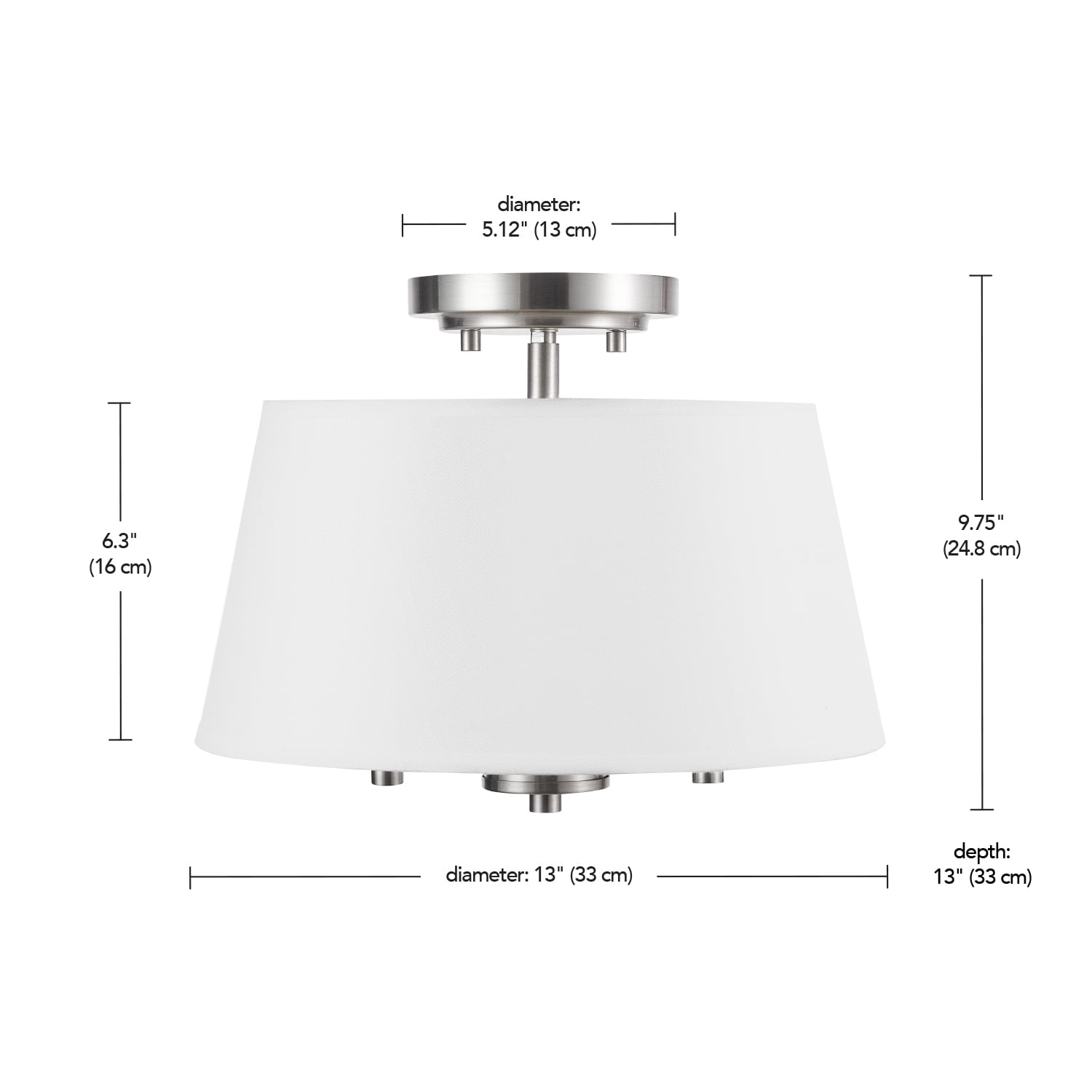 Better Homes & Gardens 2-Light Flush Mount Satin Nickel with Bulbs
