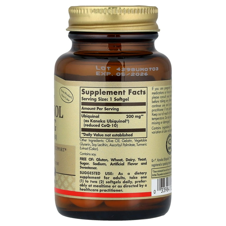 Solgar Ubiquinol 200 mg - Advanced Antioxidant Support, Gluten, Wheat & Dairy Free, 30 Softgels - Walmart.com Solgar Ubiquinol 200 mg - Advanced Antioxidant Support, Gluten, Wheat & Dairy Free, 30 Softgels - Walmart.com