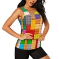 thumbnail image 2 of Fotbe Colorful Plastic Blocks Pattern Blusas Sin Mangas para Mujer – Estilo Casual, Corte Suelto, Slim-Fit, Cuello Redondo Deportivo, Tops de Verano para Gimnasio y Yoga-Large, 2 of 7