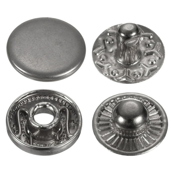 Uxcell 30Set Press-Stud Cap Button 10mm Metal Snap Fastener for Leathers, Gun