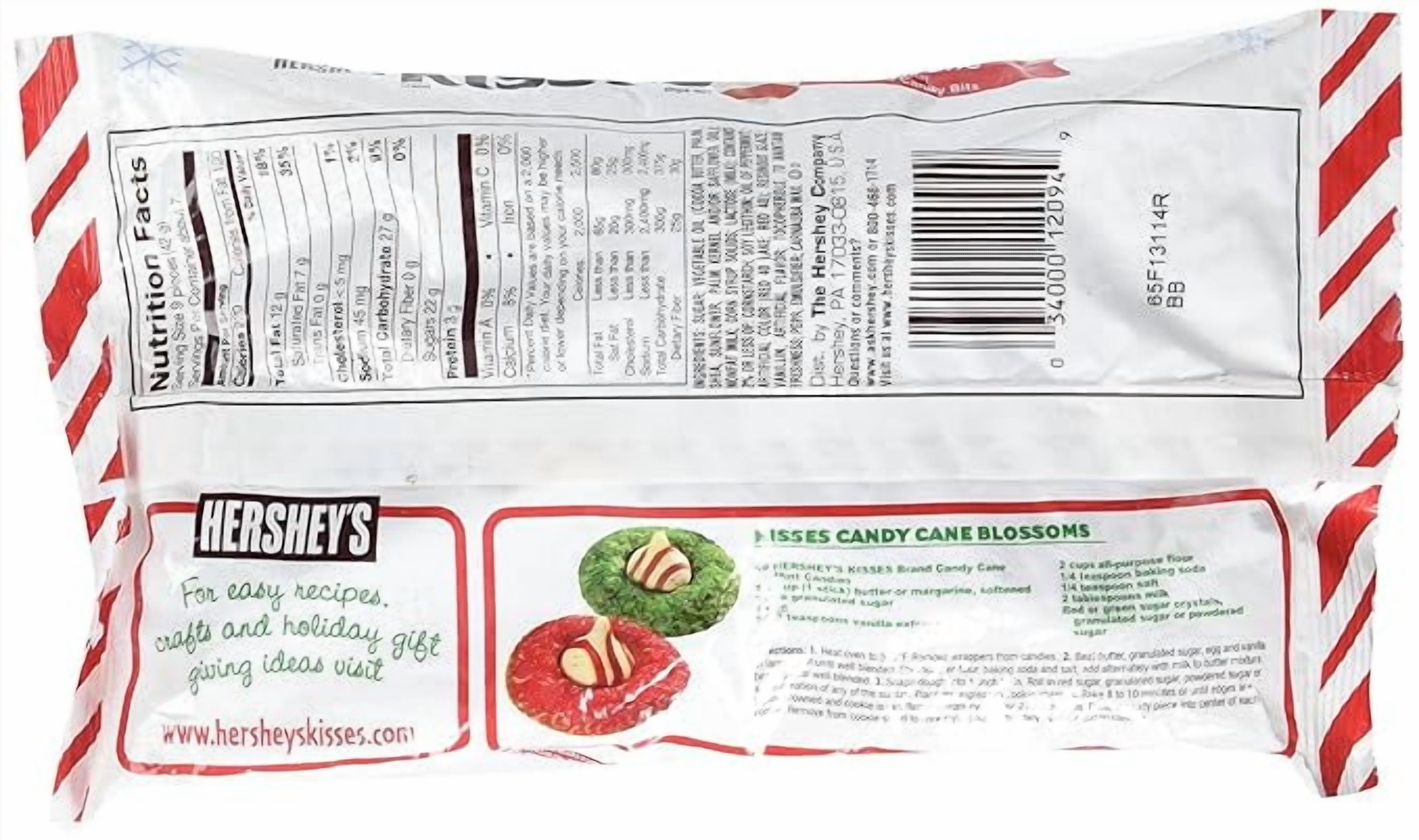 Hersheys Kisses With Candy Cane Flavored White Chocolate Candy, 10 oz Bag (Pack of 3)