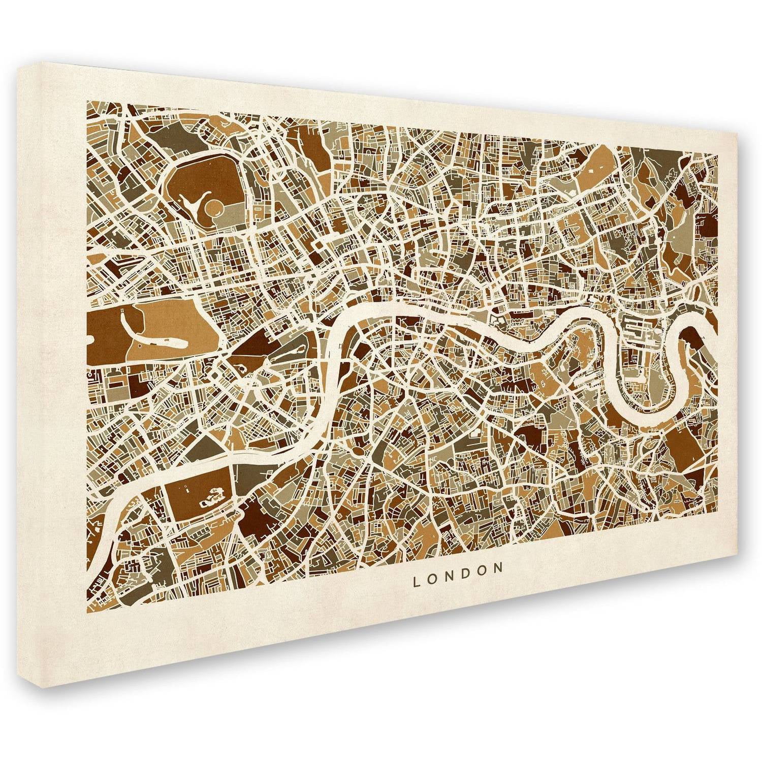 Trademark Fine Art "London England Street Map 2" Canvas Art by Michael Tompsett
