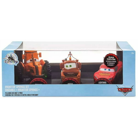Disney / Pixar Pull 'n' Race Radiator Springs Diecast Car 3-Pack (Tractor, Mater & McQueen)