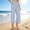 Linen pants-100Light Blue, variant on Linen Cropped Pants for Women Wide Leg High Waisted Pull on Striped Breathable Ankle Culottes with Pockets for Vacation Afternoons Casual Lounge Wear
