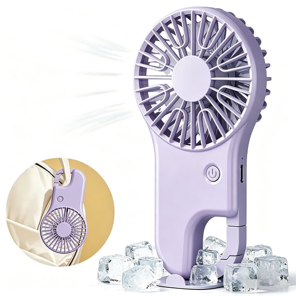 JELLOO Portable Mini Fan with Carabiner - 3 Adjustable Speed Settings, Rechargeable Handheld Personal Fan for Outdoor, Travel, Desk & Daily Use