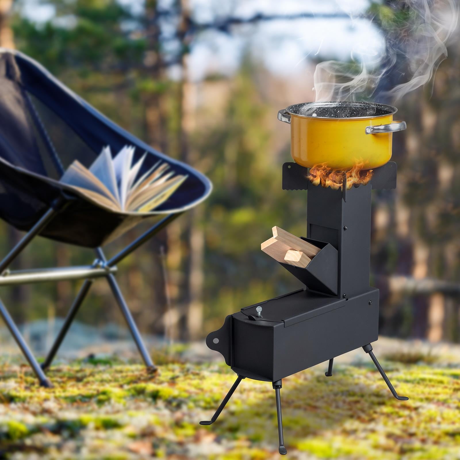 Bruntmor Outdoor Camping Rocket Stove with Handle for Hiking and