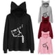 thumbnail image 3 of Adorable Cat Printed Hoodie Jersey suelto de moda Suéter de manga larga para mujer Dama (Negro Talla XL), 3 of 7