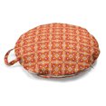 thumbnail image 1 of Abstract Round Floor Cushion with Handle, Colorful Repetitive Art Deco Inspired Floral Like Warm Tones, Decorative Pillow for Living Room & Dorms, 18" Round, Pale Vermilion and Magenta, by Ambesonne, 1 of 4