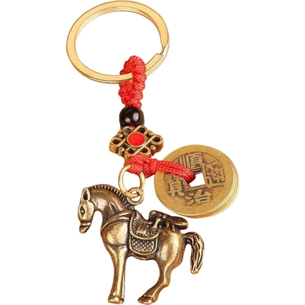 Llavero de caballo, llavero de caballo de latón, mochila, colgante de llave, bolso, adorno colgante