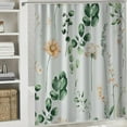thumbnail image 6 of Fenyluxe  Watercolor Floral Shower Curtain, Sage Green Beige Flower Shower Curtain for Bathroom, Modern Minimalist White Waterproof Fabric Shower Curtain Set with Hooks 60x72, 6 of 7
