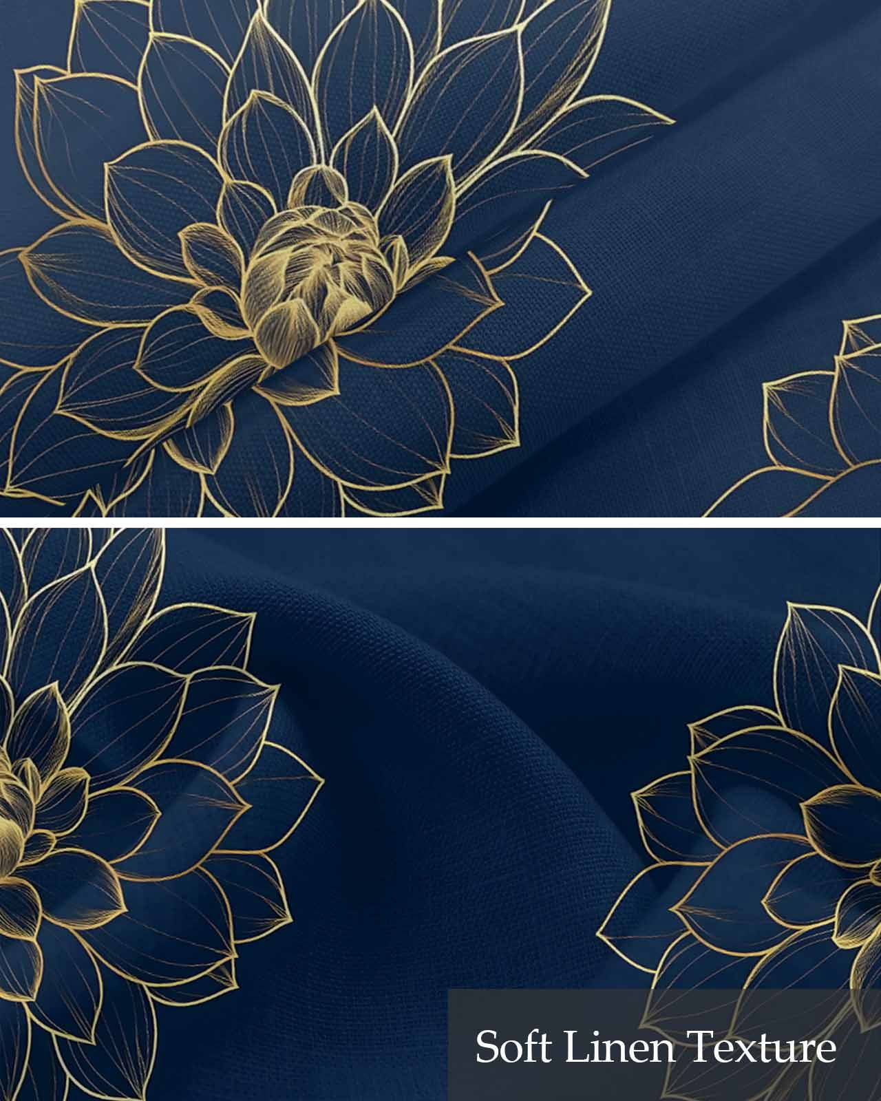 Navy Blue Yellow Spring Floral Kitchen Valances for Windows Farmhouse Linen Window Valance Curtain for Living Room Window Treatment Chic Blossoms Botanical Valance Rod Pocket Topper, 42 x 18 Inch