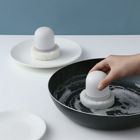 IMossad Sponge Brush with Handle for Efficient Bathroom & Kitchen Cleaning - Soft Ergonomic Design for Tiles Dishes and Stubborn Stains