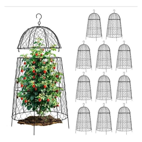 Garden Cloche 12 Pack, 11.8x19.7in Plant Cages for Outdoor Plants - Anti-Rust Chicken Wire Plant Protectors, Split Design for Easy Access, Sturdy Plant Covers