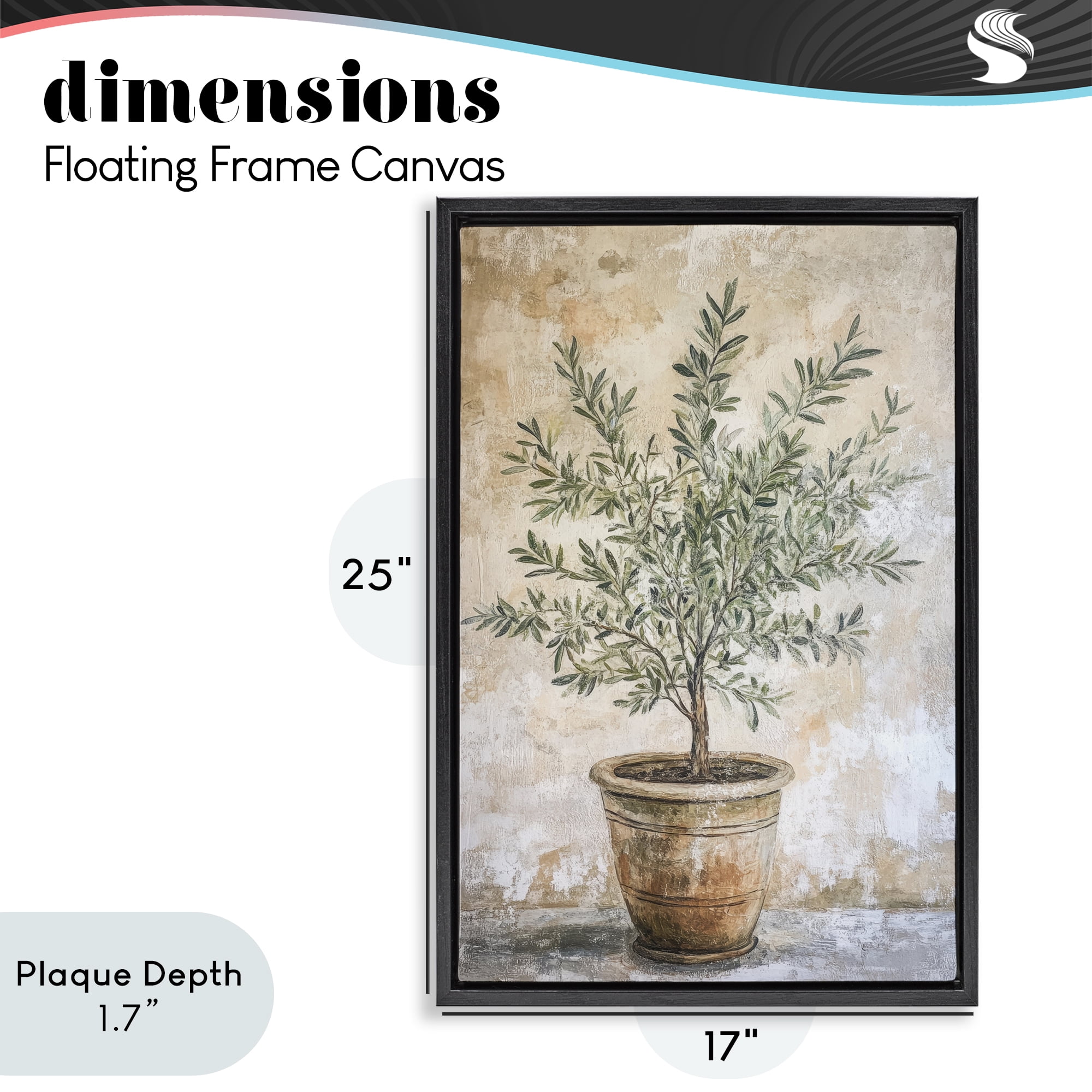 Stupell Industries Mediterranean Potted Olive Black Framed Floater Canvas Wall Art, design by Petal Prints Design