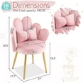thumbnail image 4 of Ktaxon Vanity Makeup Chair Comfy Accent Chair Small Office Chair with Flower Back and Lumbar Pillow for Living Dining Room Bedroom Home Office Velvet Pink, 4 of 9