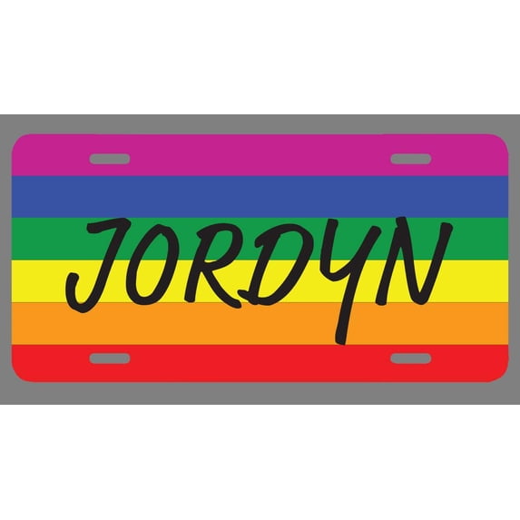 Jordyn Name Pride Flag Style License Plate Tag Vanity Novelty Metal | UV Printed Metal | 6-Inches By 12-Inches | Car Truck RV Trailer Wall Shop Man Cave | NP2045