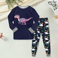 thumbnail image 2 of Hessimy Toddler Boys Girls Spring Summer Cute Pattern 2Pcs Long Sleeve Breathable Soft Sleepwear Pajamas, Summer Thermal Wear,12M-5Y(Navy,4-5 Years), 2 of 5