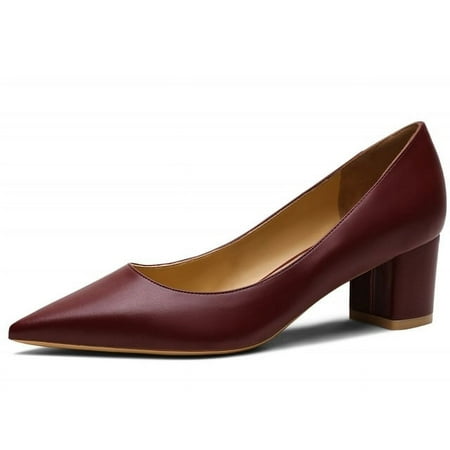 

YCNYCHCHY 2022 New Thick Heel Ladies Pumps Genuine Leather Pointed Toe Comfortable Square High Heels Party Handmade Shoes For Women
