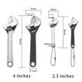thumbnail image 3 of 2.5/4-Inch Monkey Wrench Universal Steel Mini Wrenches Portable Tool Short Shank Shifting Spanner Plumbing Key Ring Hand Tools silver 2.5in, 3 of 6