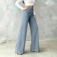 thumbnail image 4 of Lenpel Womens Work Pants Fashion Lounge Button High Waist Crossover Trousers Stretch Straight Leg Business Dress Slacks, 4 of 5