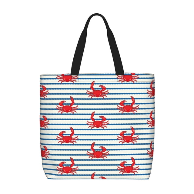 Easygdp Cute Red Crabs With Nautical Bolsa Tote para Mujer, Bolso de Hombro para Trabajo, Playa, Viajes, Compras y Supermercado