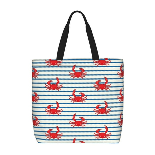 Easygdp Cute Red Crabs With Nautical Bolsa Tote para Mujer, Bolso de Hombro para Trabajo, Playa, Viajes, Compras y Supermercado